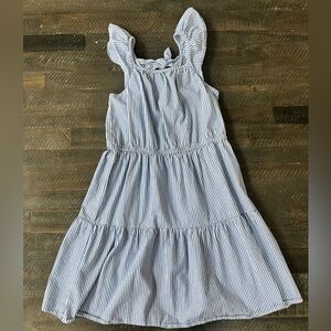 Crewcuts by J. Crew Girls Blue & White Striped Tiered Dress - Size 10